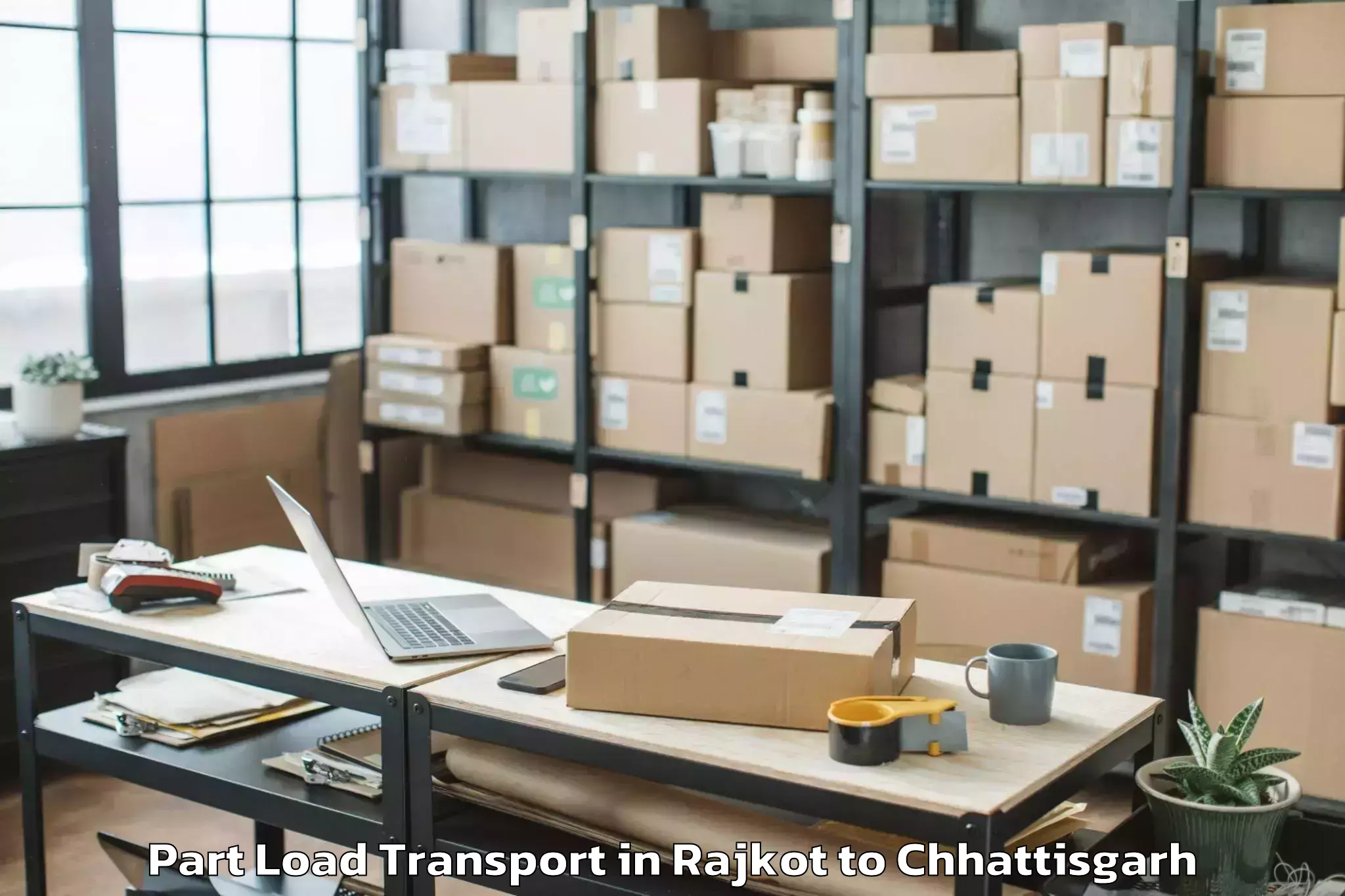 Top Rajkot to Malkharoda Part Load Transport Available